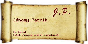 Jánosy Patrik névjegykártya